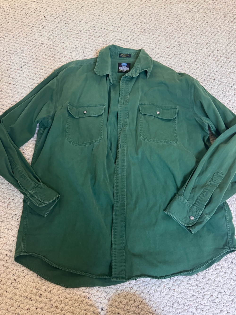 Vintage Pure Stuff Denim Men's Green Utility Button-Up Jacket/Shirt 0104